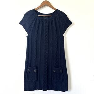 Style & Co Knit‎ Sweater Dress Tunic Navy Blue Pockets XL Cozy Minimalist